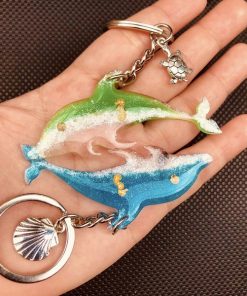Mini-Schlüsselanhänger in Form eines blauen Delfins